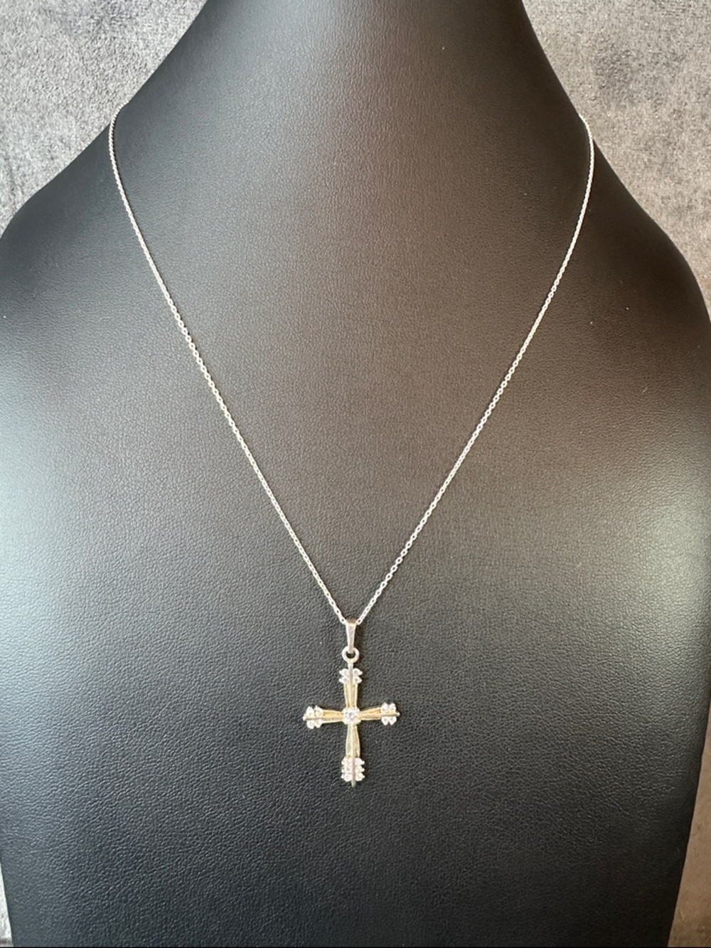 Sterling Silver Avon RJ Stamped Cross Pendant Necklace - Women Jewelry